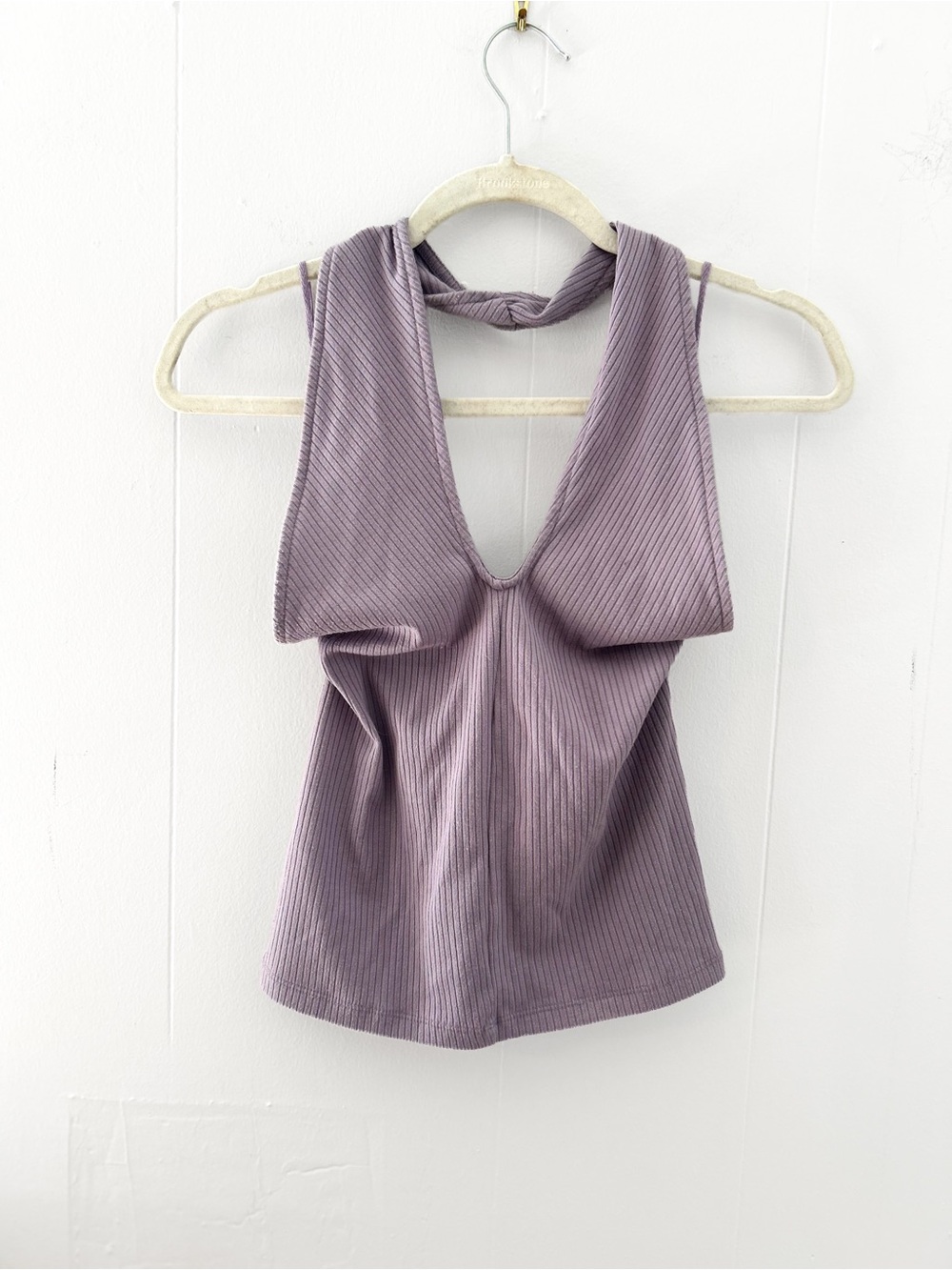 Urban Outfitters Daphne Ribbed Halter Tank Top Plunge Purple Size M